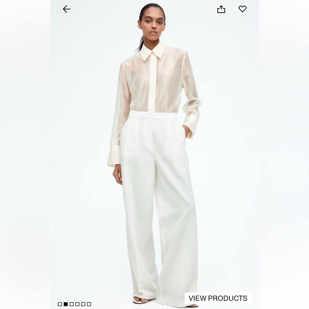 H&M Wide Leg Linen-Blend Pants